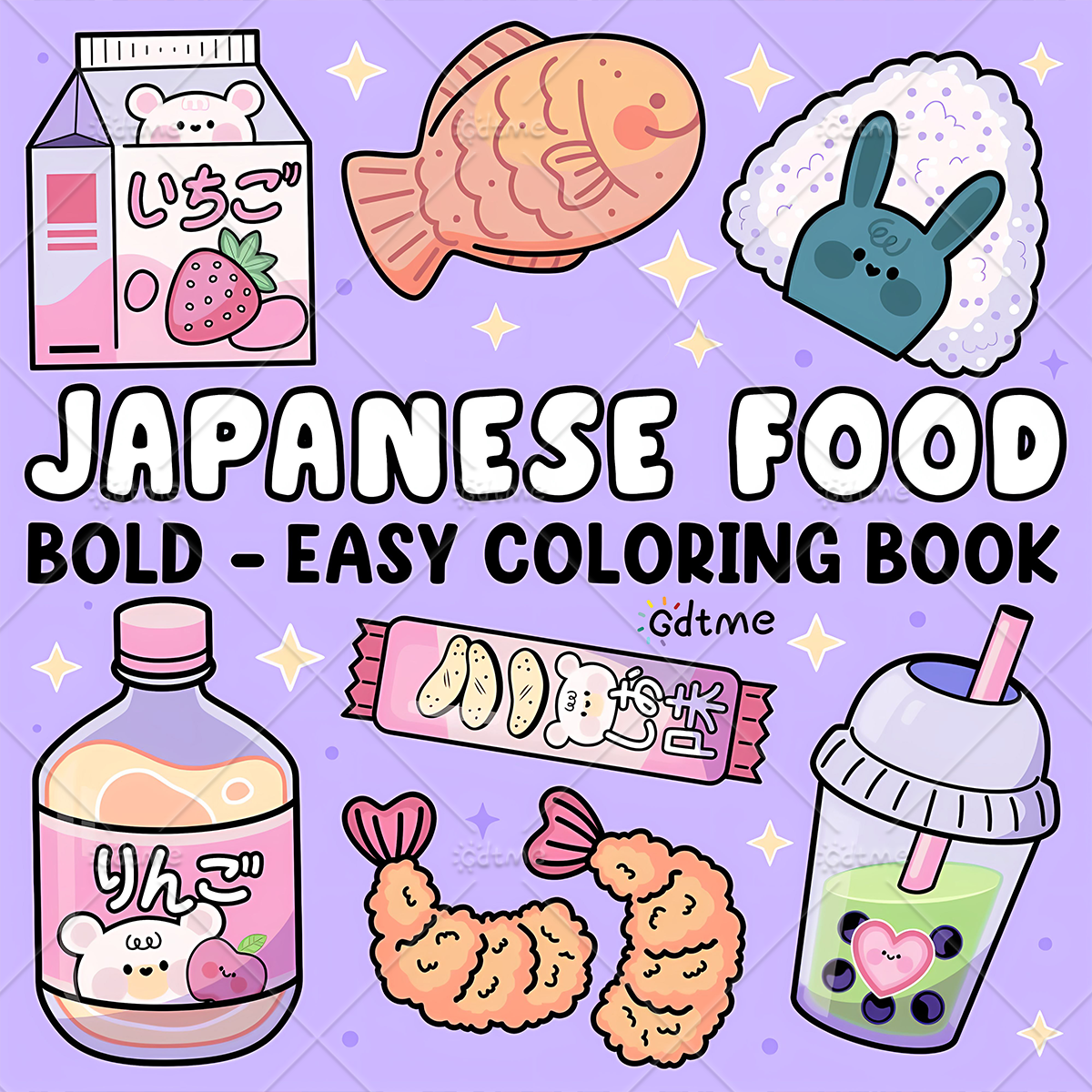 Food Snacks Coloring Book - JAPANESE FOOD Bold-easy Patterns Coloring Book