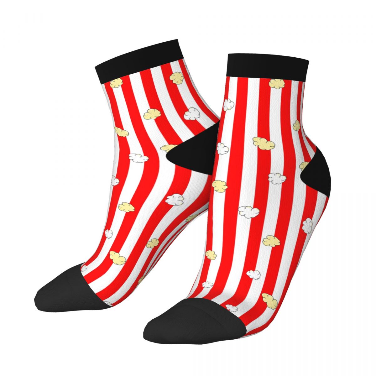 Food Lovers Snacks - Cute Popcorn Striped Socks Soft Stretch
