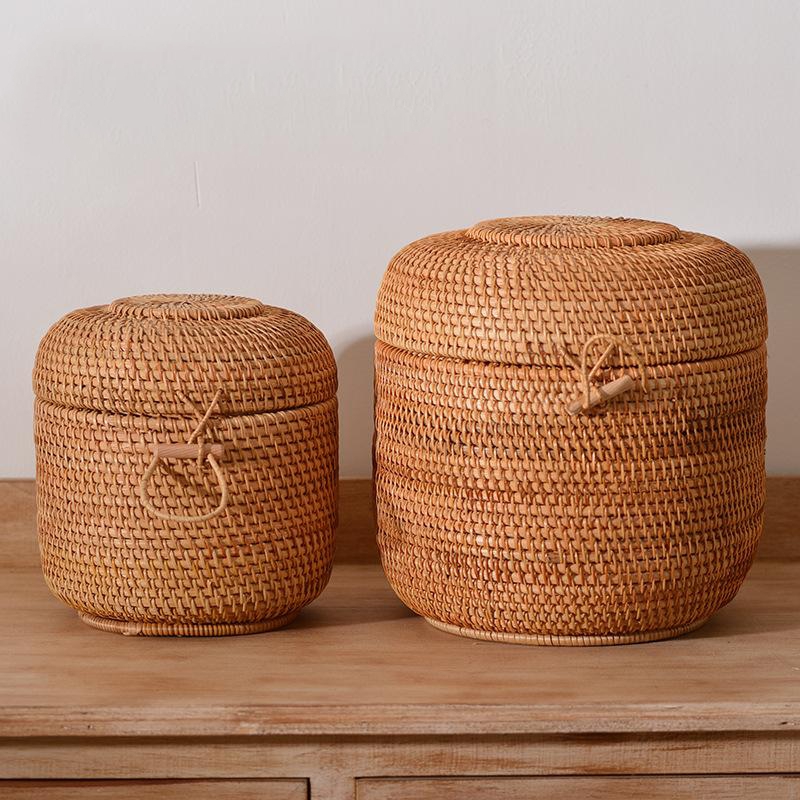 Food Snacks Wholesale - Handwoven Rattan Tea Storage Box With