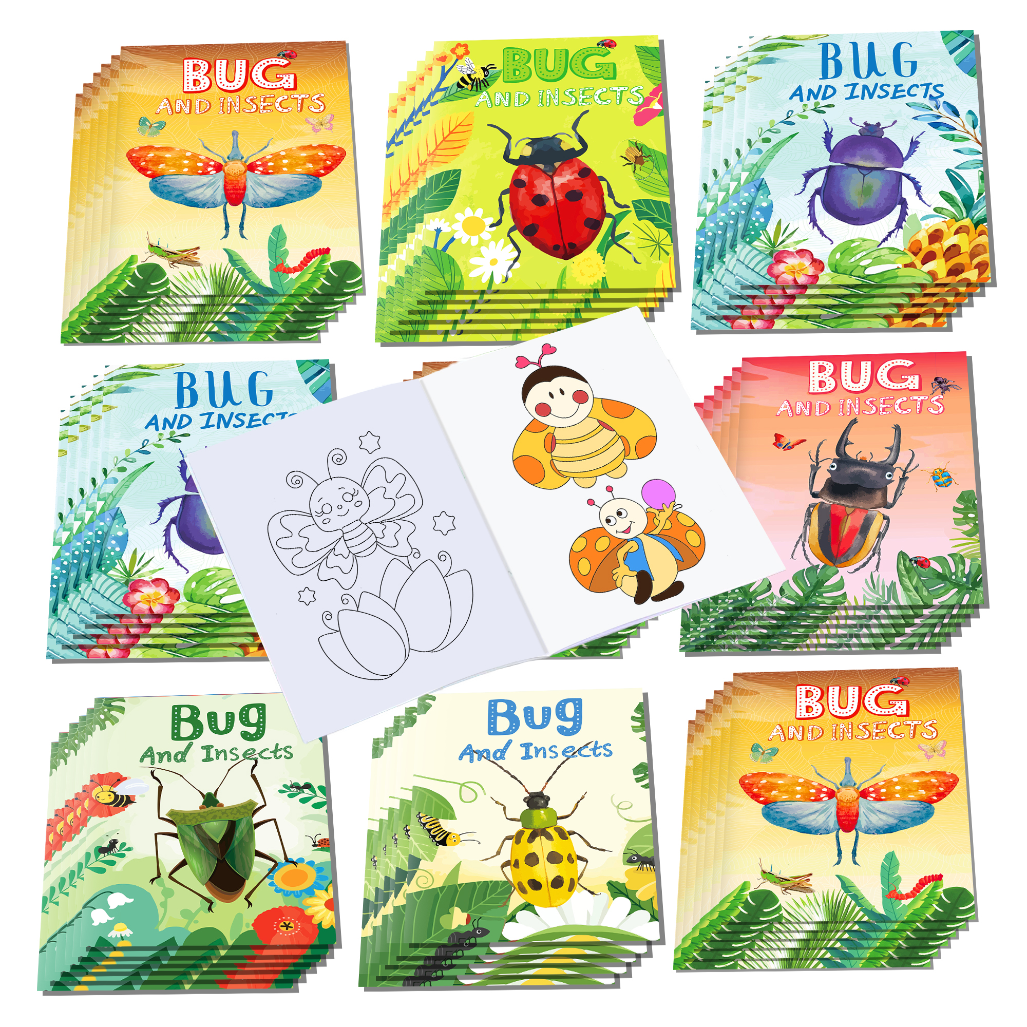 Food Snacks Coloring Book - 12pcs Cartoon Insect Bug Spring Ladybug