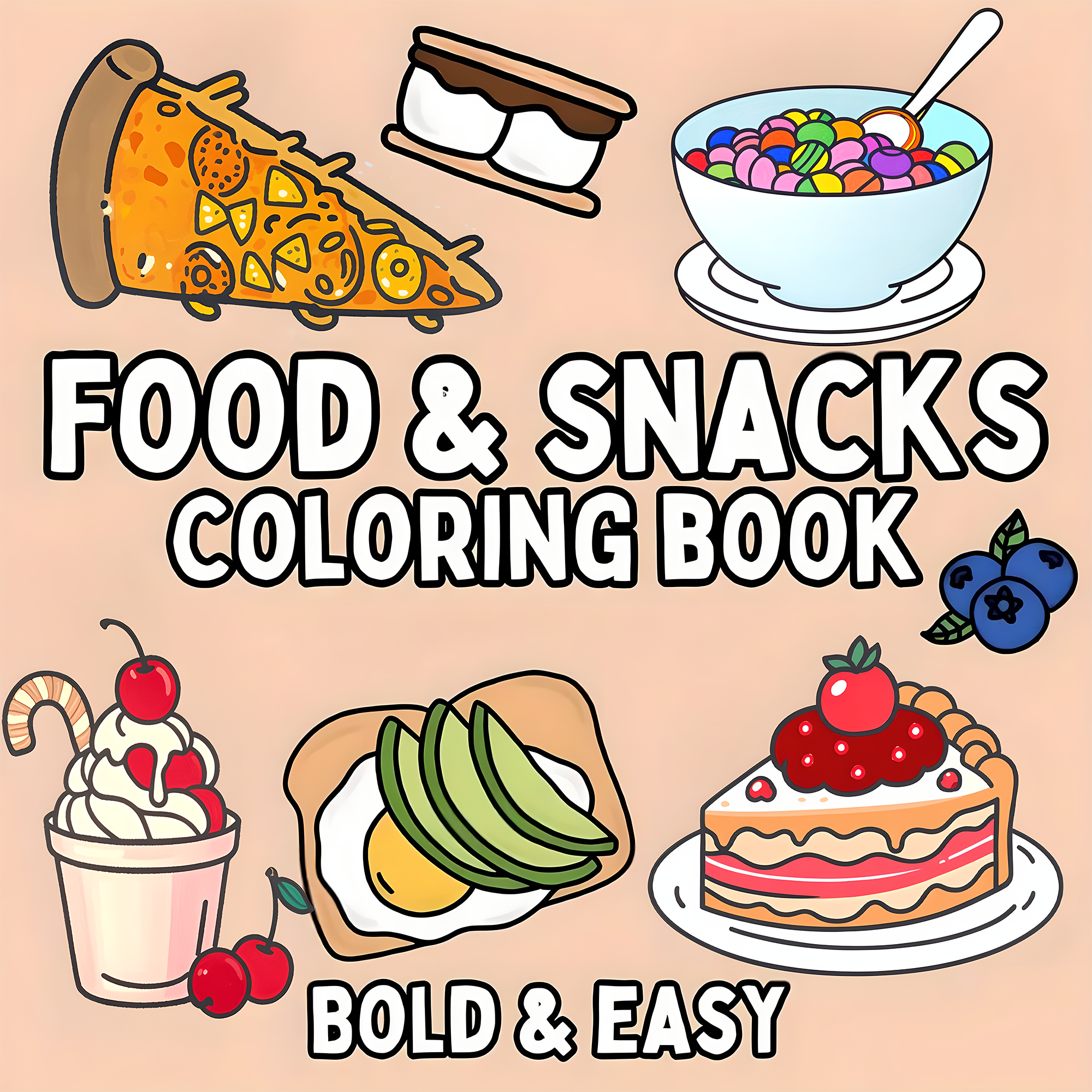 Food Snacks Coloring Book - Delicious Food & Snack Themed Adult