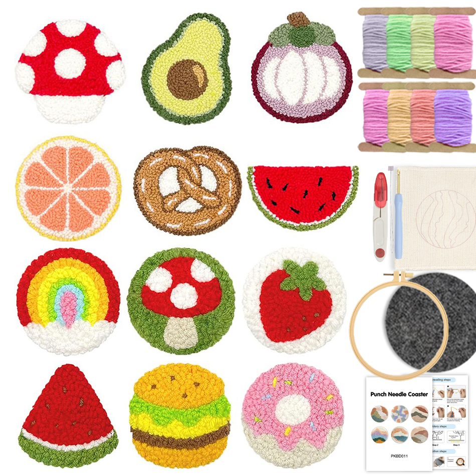 Fruit Roll Up - 6PCS Set Punch Needle Coaster Kit