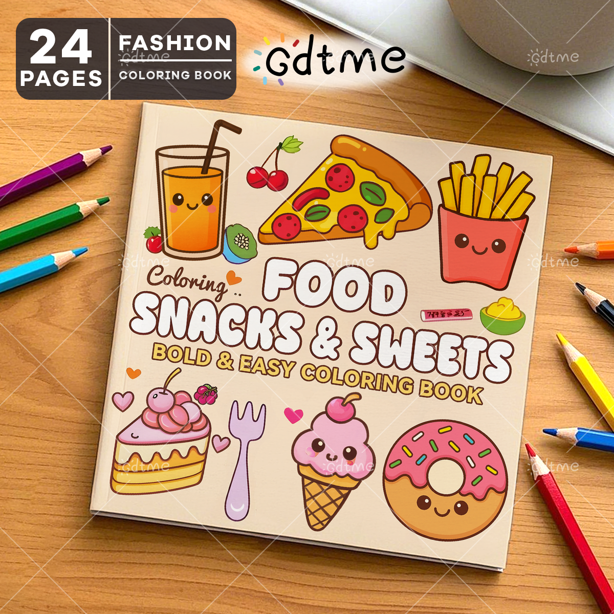 FOOD SNACKS & SWEETS Themed Co - مراجعة Food Snacks Coloring Book وسعره