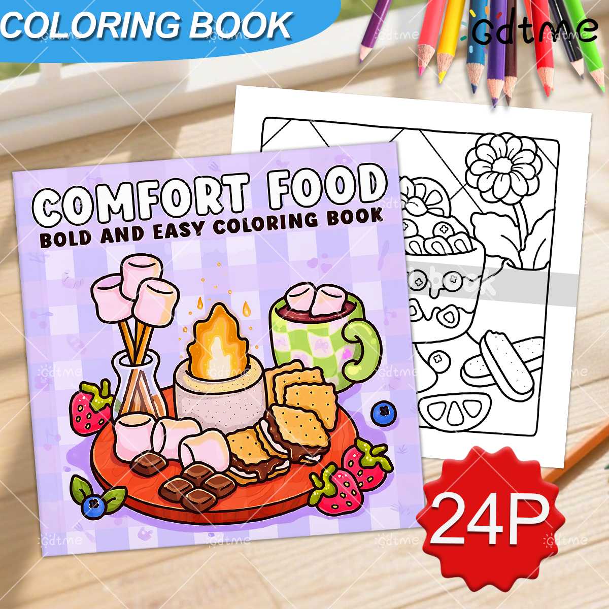 COMFORT FOOD BOLD AND EASY 24  - مراجعة Food Snacks Coloring Book وسعره