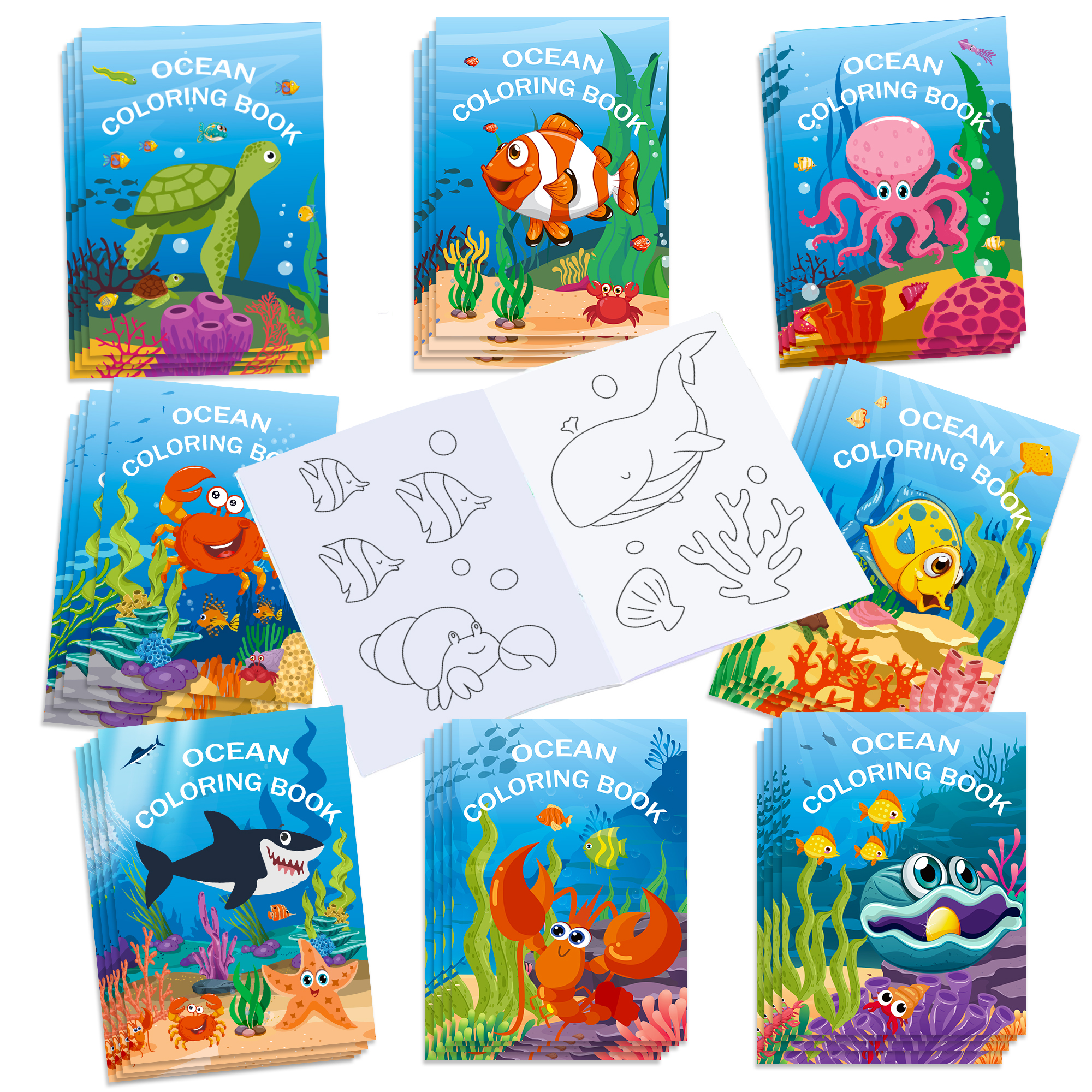 16pcs Cartoon Underwater World - مراجعة Food Snacks Coloring Book وسعره