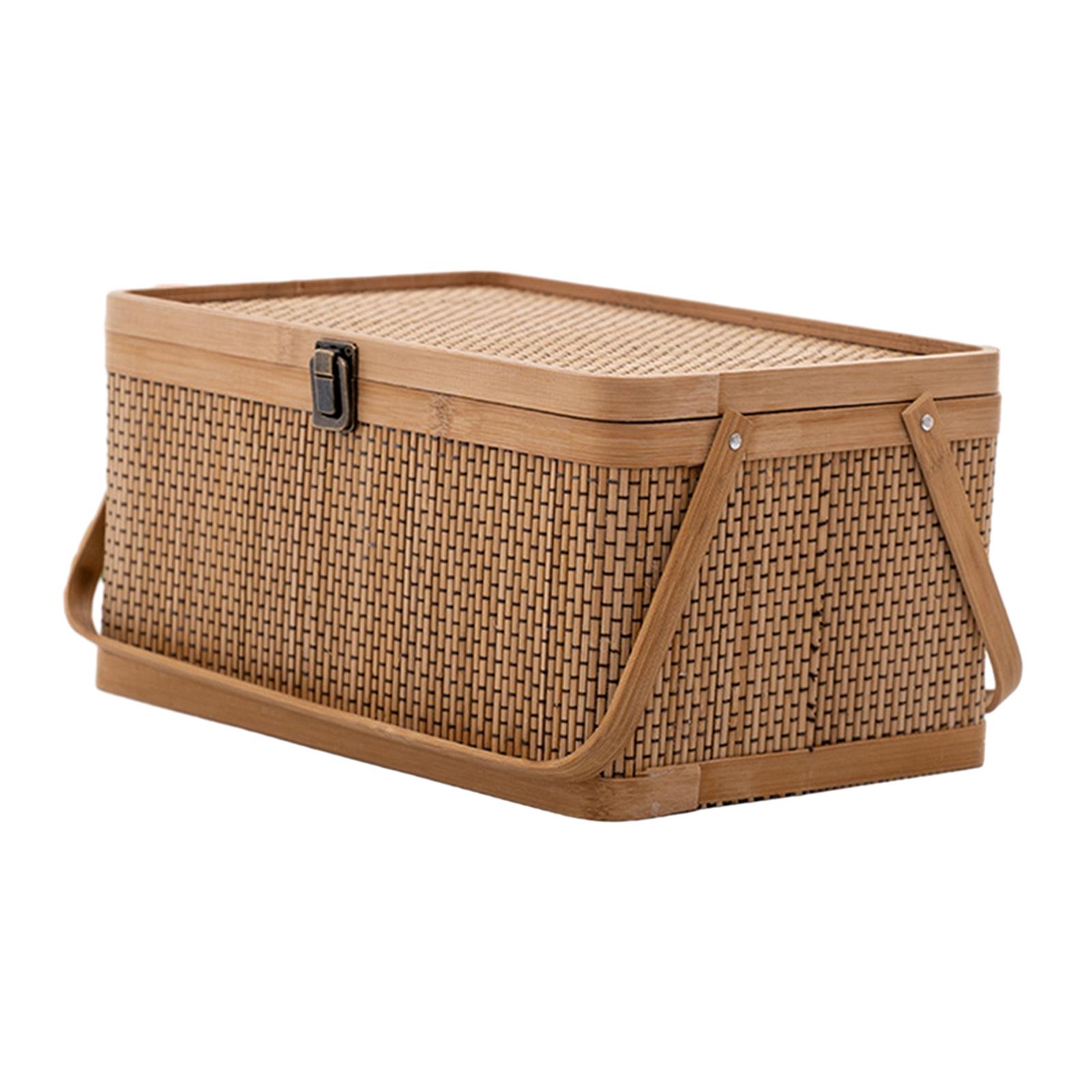 Handcrafted Bamboo Picnic Bask - مراجعة Snacks Food Hamper Basket وسعره