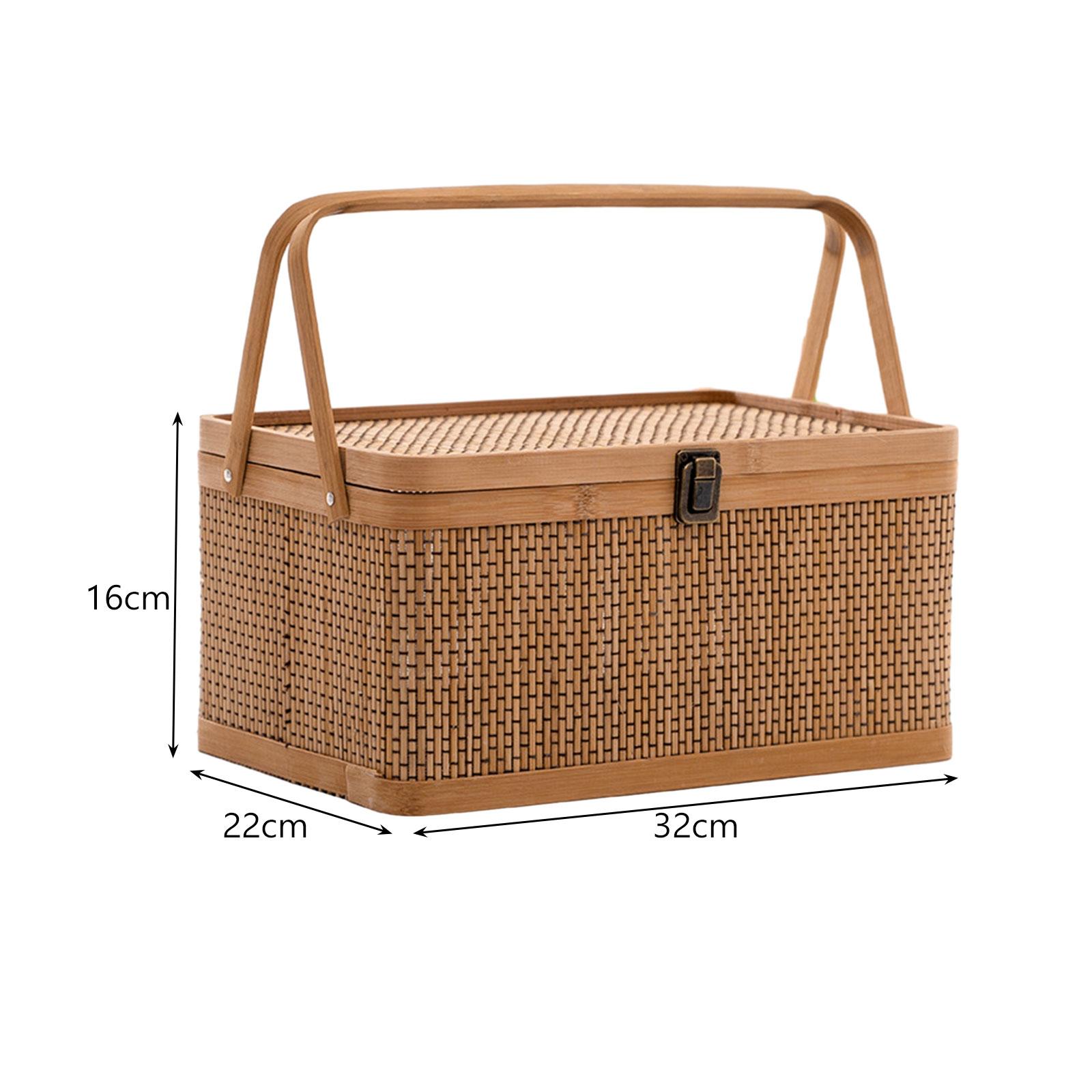 Handcrafted Bamboo Picnic Bask - مراجعة Snacks Food Hamper Basket وسعره
