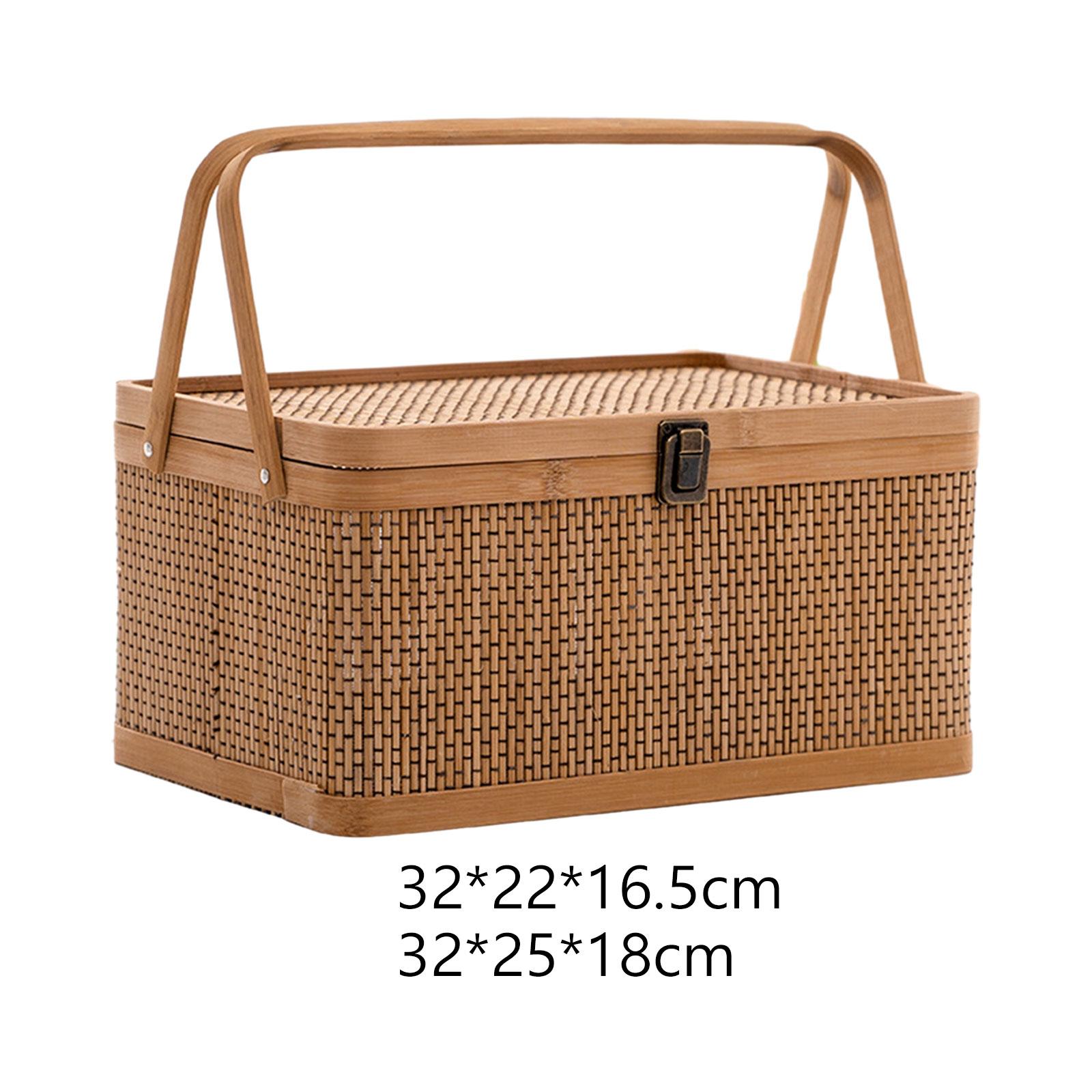 Handcrafted Bamboo Picnic Bask - مراجعة Snacks Food Hamper Basket وسعره