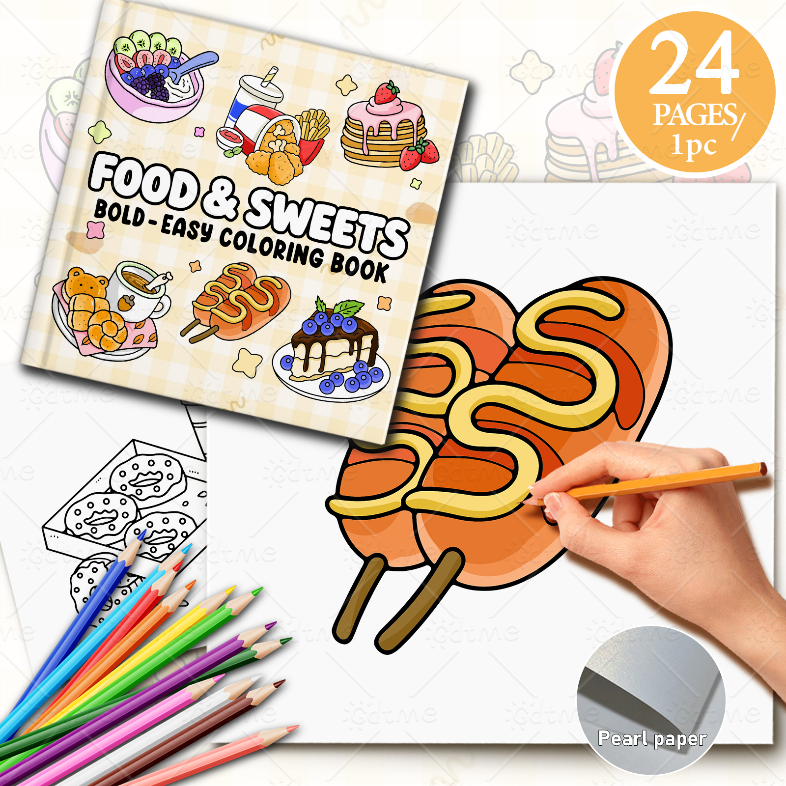 FOOD SWEETS Bold-easy Patterns - مراجعة Food Snacks Coloring Book وسعره