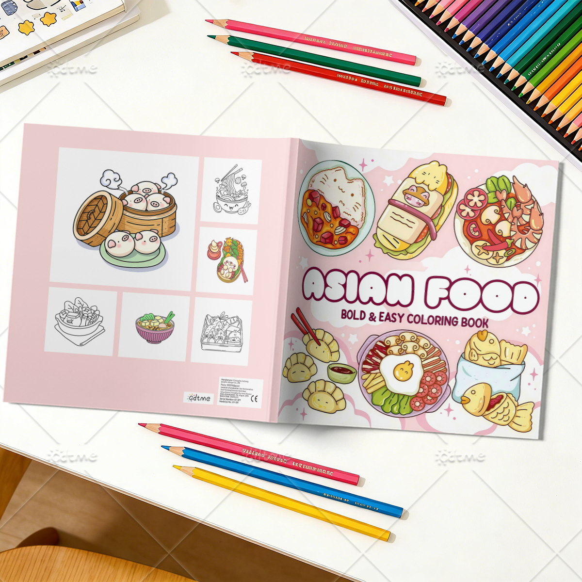 ASIAN Food Bold-easy Patterns  - مراجعة Food Snacks Coloring Book وسعره