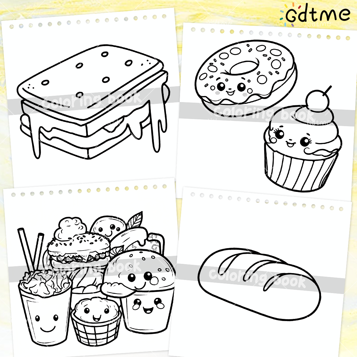 FOOD SNACKS & SWEETS Themed Co - مراجعة Food Snacks Coloring Book وسعره