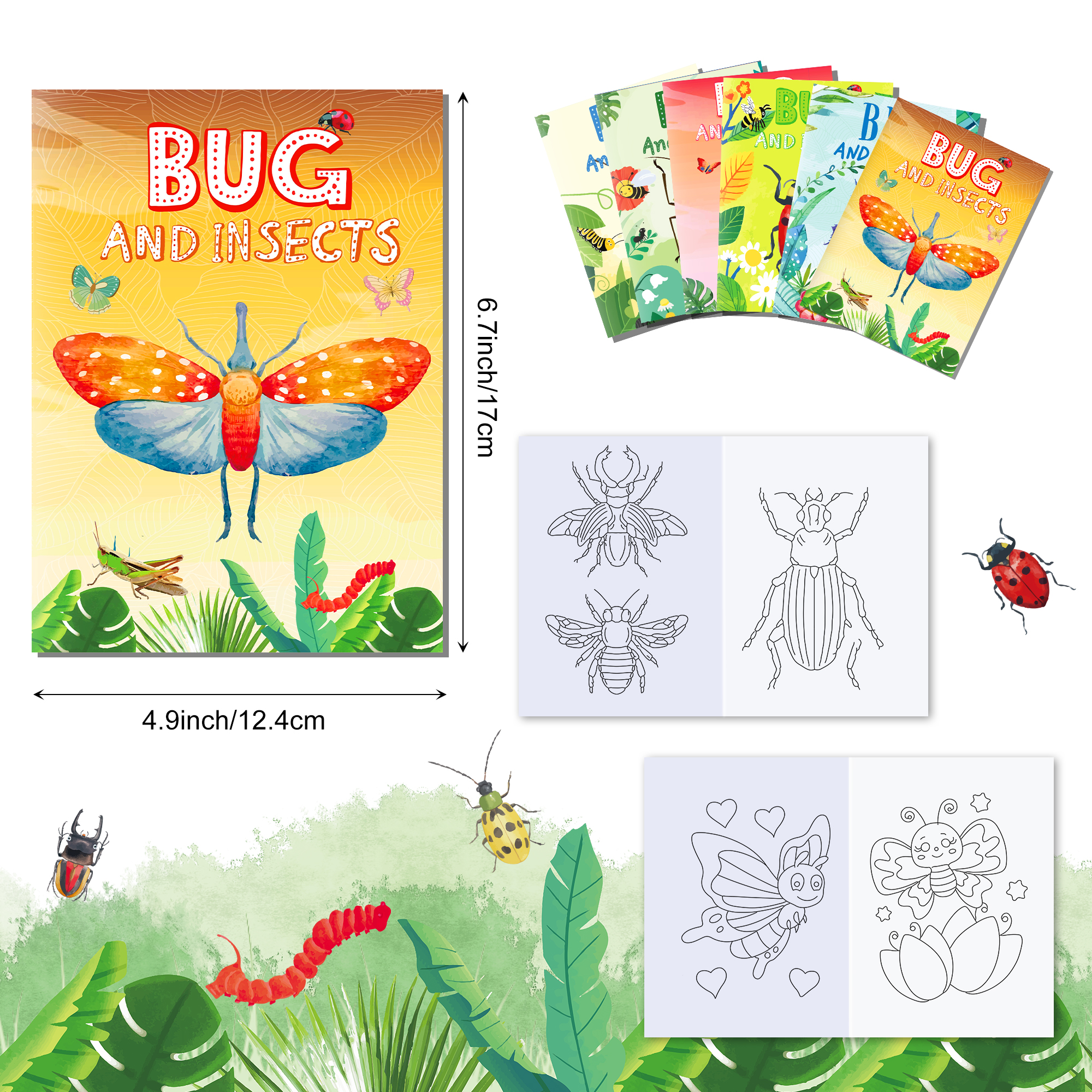 12pcs Cartoon Insect Bug Sprin - مراجعة Food Snacks Coloring Book وسعره