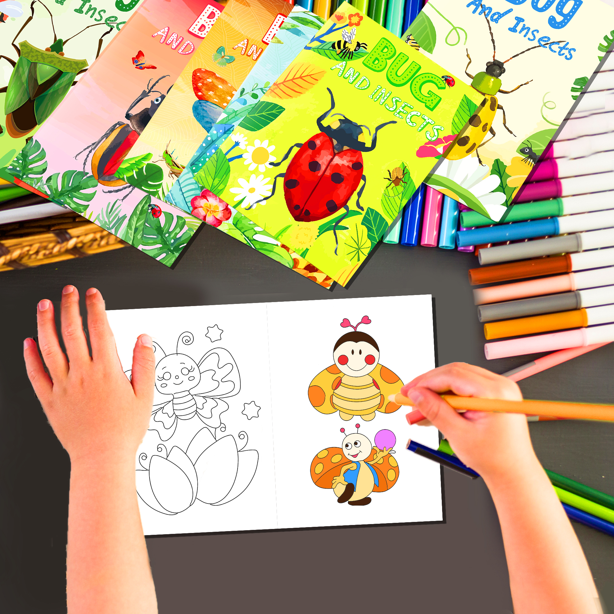 12pcs Cartoon Insect Bug Sprin - مراجعة Food Snacks Coloring Book وسعره