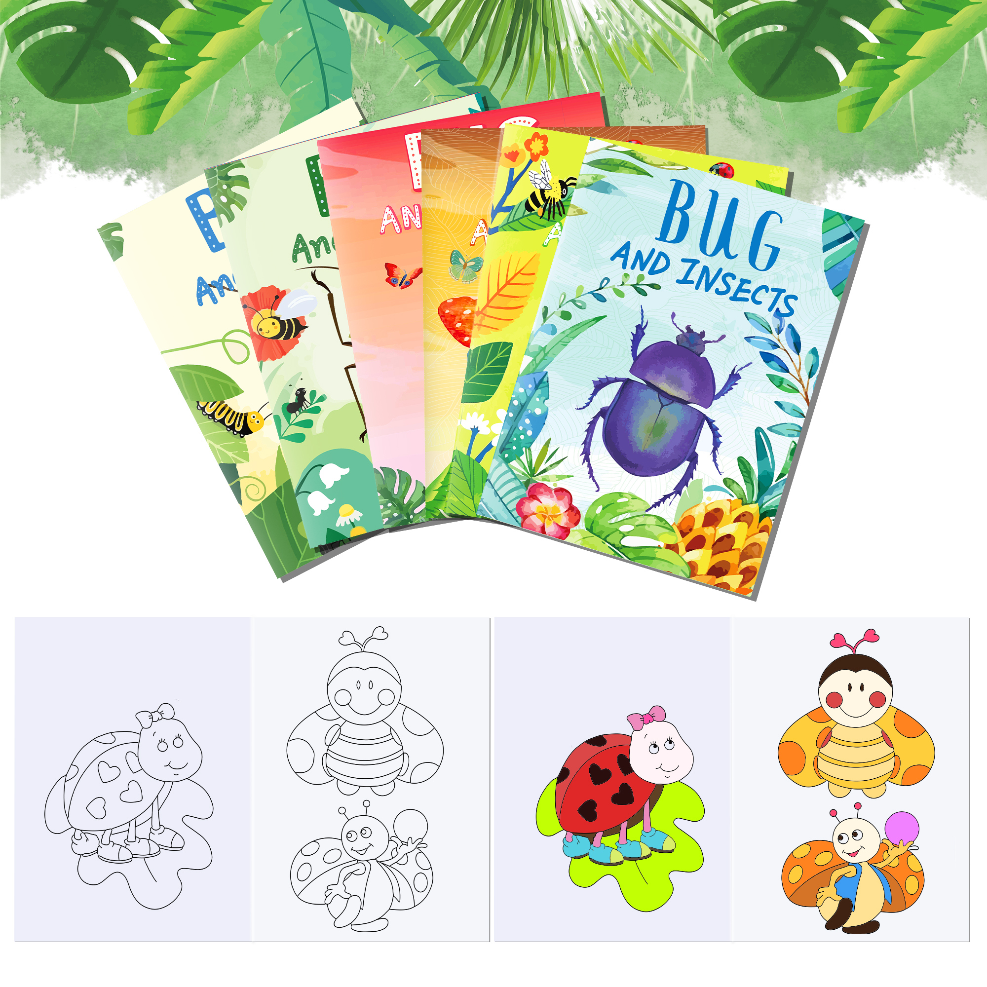 12pcs Cartoon Insect Bug Sprin - مراجعة Food Snacks Coloring Book وسعره