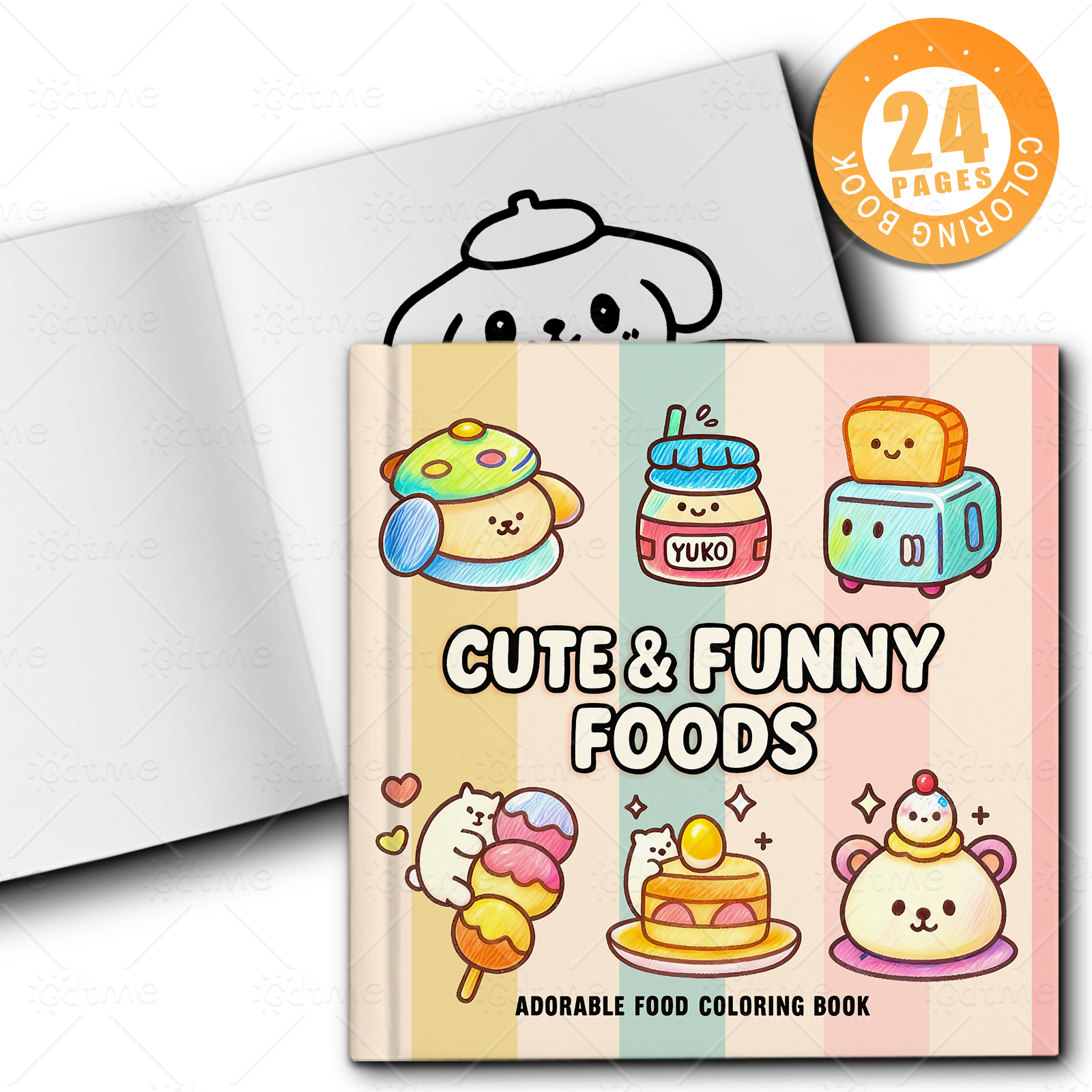 CUTE & FUNNY FOODS Bold-easy P - مراجعة Food Snacks Coloring Book وسعره