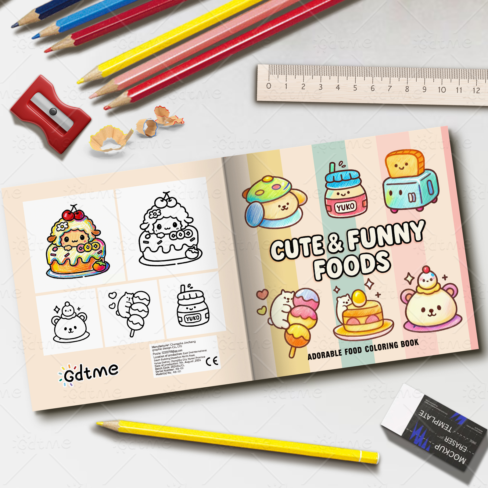 CUTE & FUNNY FOODS Bold-easy P - مراجعة Food Snacks Coloring Book وسعره