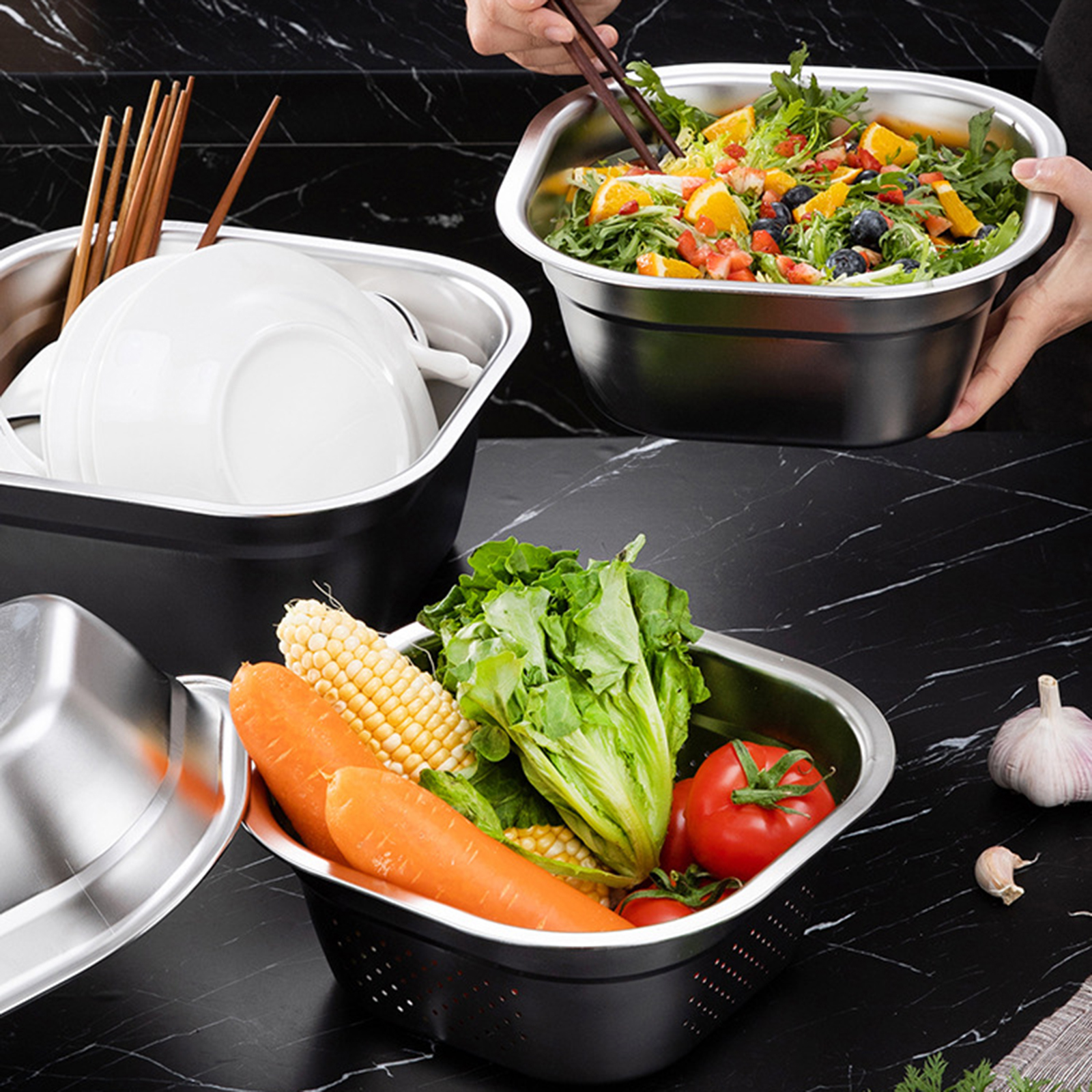 Stainless Steel Square Basin V - مراجعة Food Snacks Wholesale وسعره