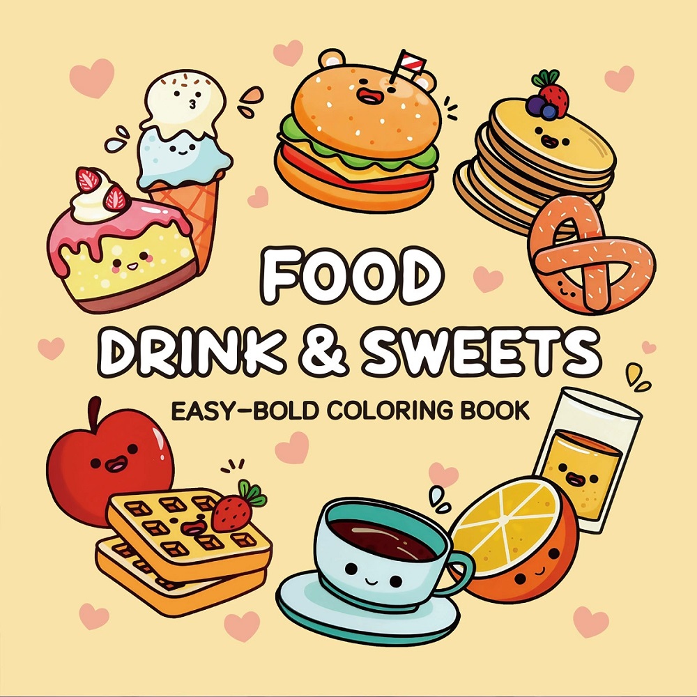 Food Drink & Sweets Easy-bold  - مراجعة Food Snacks Coloring Book وسعره