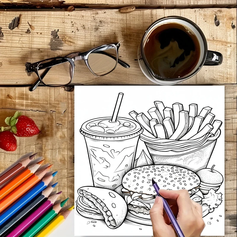 Fast Food Coloring Book for Ad - مراجعة Food Snacks Coloring Book وسعره
