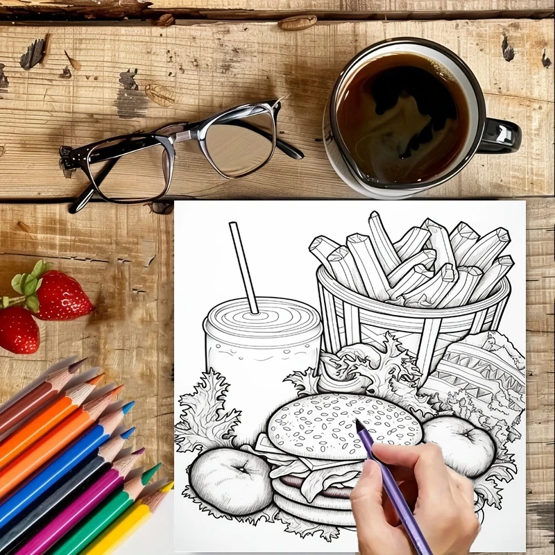 Fast Food Coloring Book for Ad - مراجعة Food Snacks Coloring Book وسعره