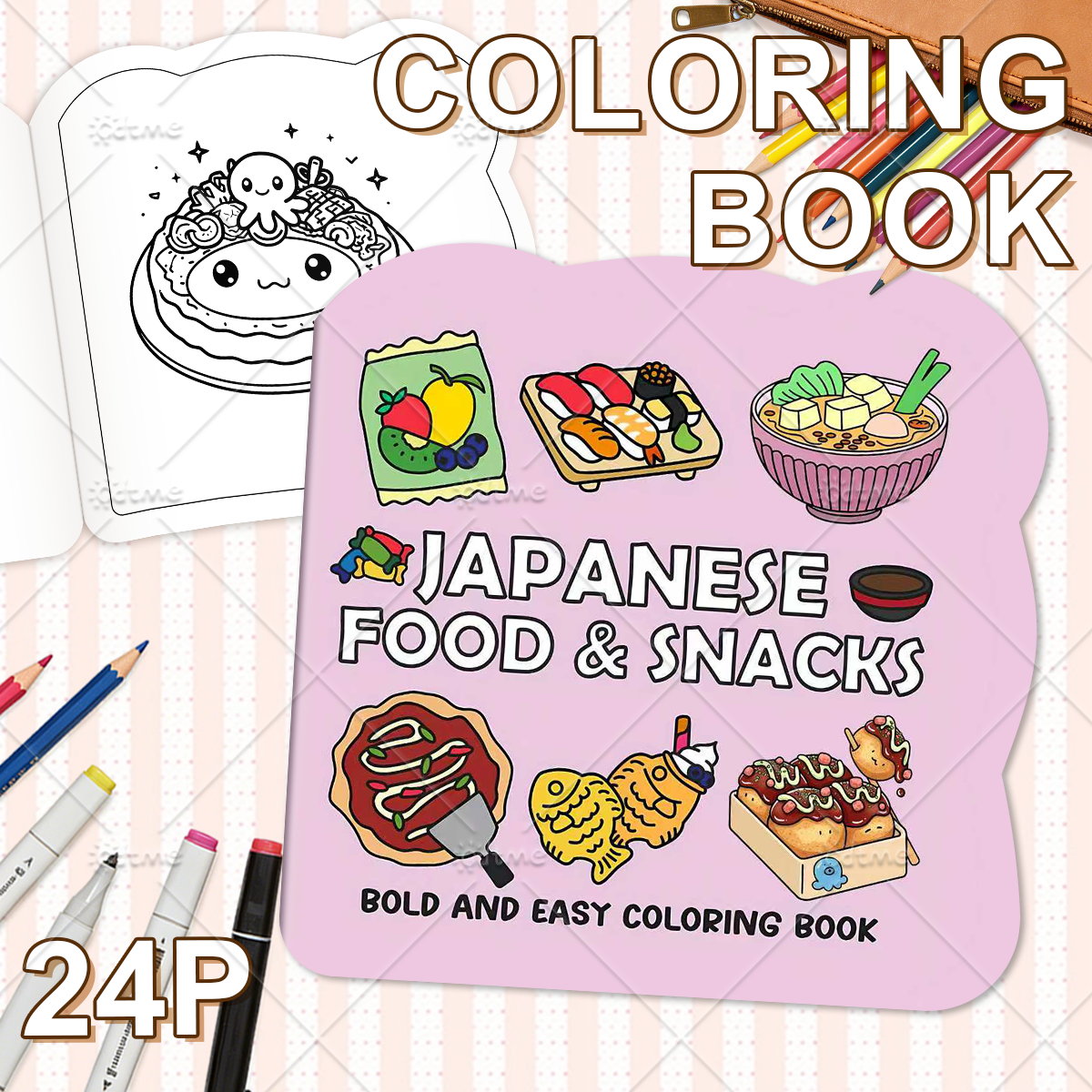 JAPANESE FOOD & SNACKS Irregul - مراجعة Food Snacks Coloring Book وسعره