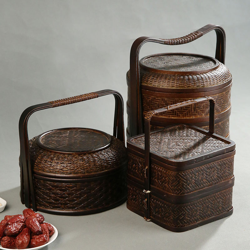 Bamboo Picnic Basket with Lid  - مراجعة Snacks Food Hamper Basket وسعره