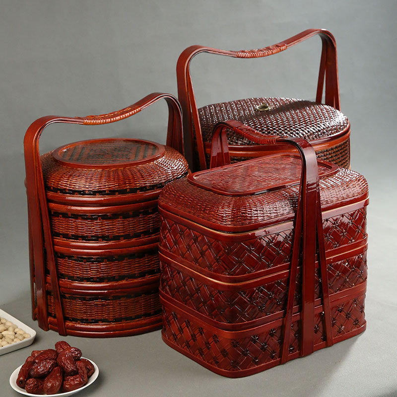 Bamboo Picnic Basket with Lid  - مراجعة Snacks Food Hamper Basket وسعره